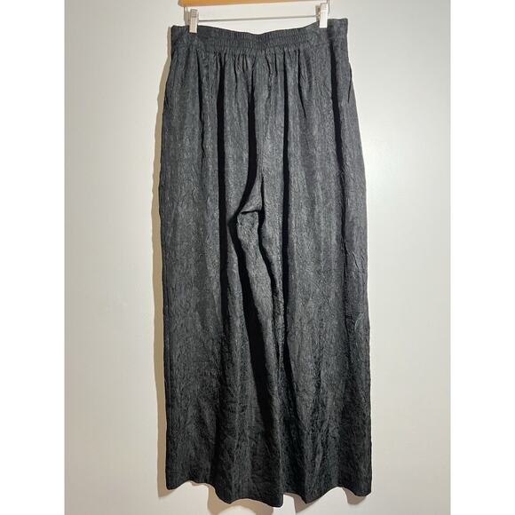 House of Harlow 1960 EUC Black Textured Wide Leg Silky Lightweight Pant Size L - Picture 2 of 7